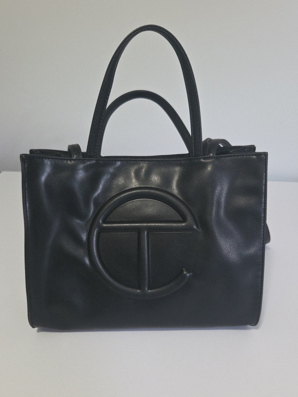 Black Telfar Tote Bag with Embossed Logo